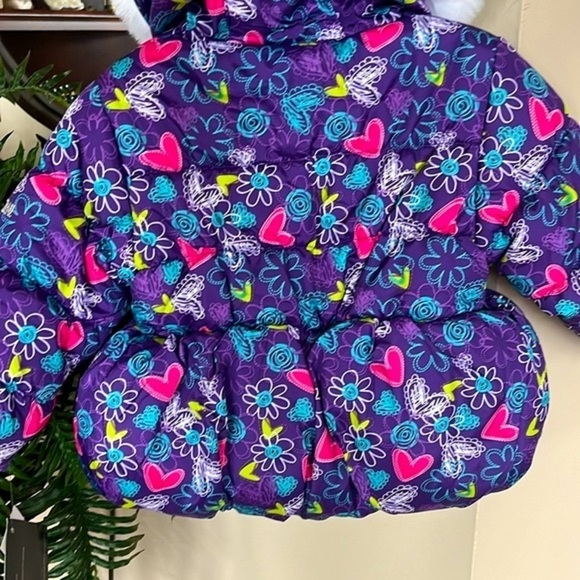 Brand New Pacific Trail Purple Graffiti Hooded Puffer Zip Up Coat Winter Jacket - Picture 10 of 16
